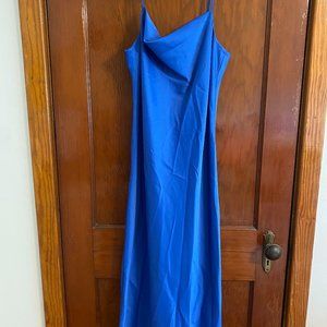 Stunning blue satin slip dress